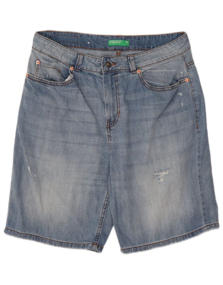 Pantaloni scurți din denim pentru bărbați BENETTON W32 Medium Blue