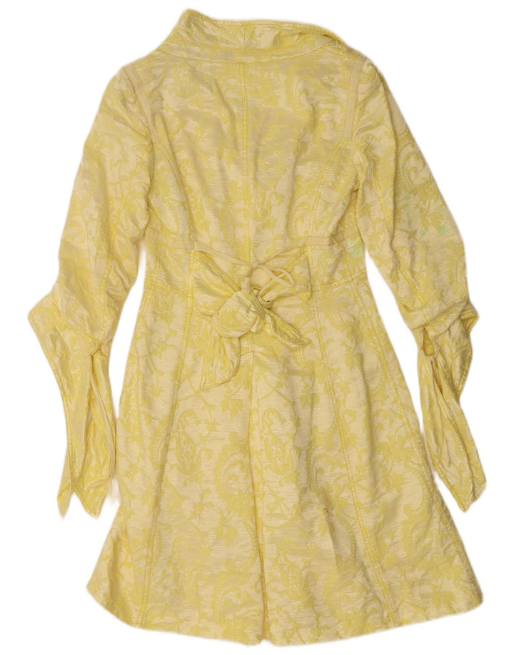 VINTAGE Womens Overcoat IT 42 Medium Yellow Paisley Lurex