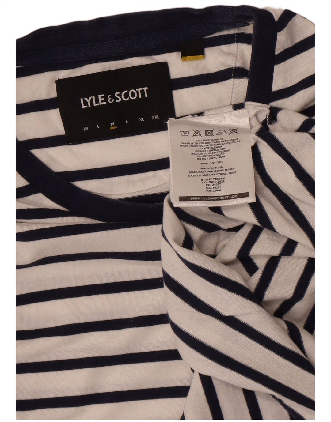 Tricou pentru bărbați Lyle & Scott Top, mediu alb, bumbac cu dungi