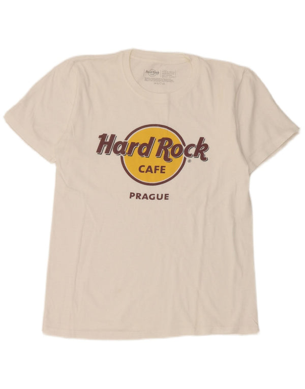 Hard Rock Cafe Mens Prague Graphic T-Shirt Top Small White Cotton