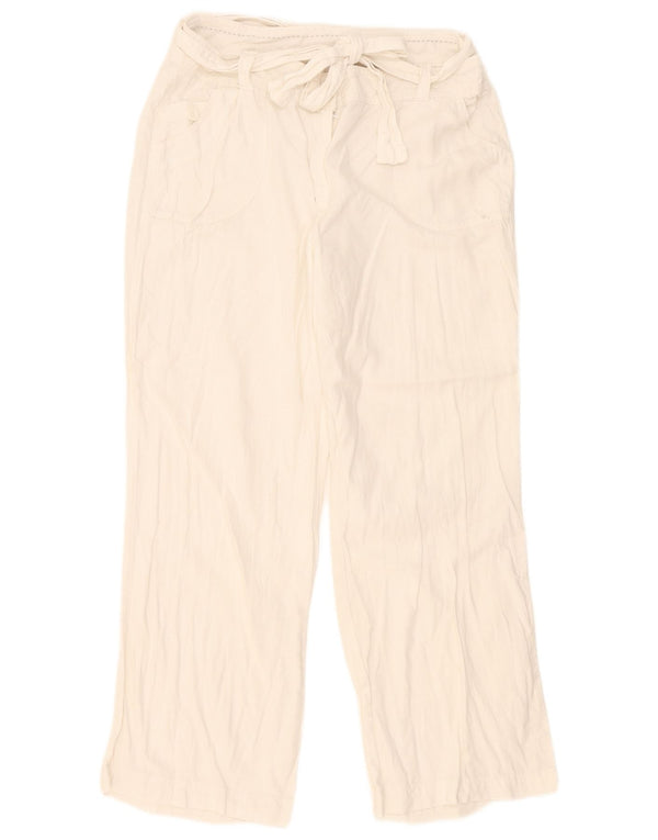 Marks & Spencer Pantaloni casual pentru femei UK 16 Large W36 L27 White Linen