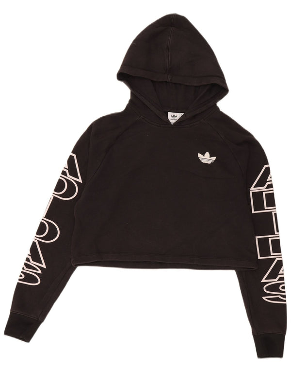 Jumper Adidas Crop Graphic Oversized Hoodie pentru femei UK 6 XS Bumbac negru