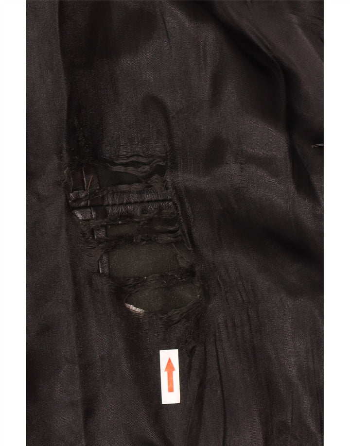 Jachetă din piele pentru bărbați de epocă dublu piept UK 34 XS negru retro
