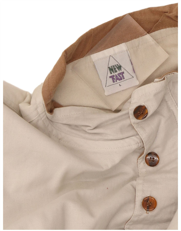 Hanorac pentru bărbați Fast, cu gât cu nasturi, pulover mare, alb, bumbac