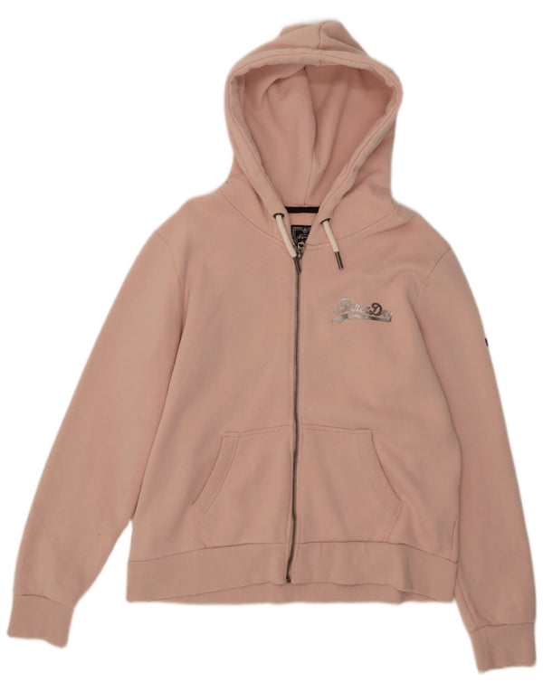 Pulover Superdry pentru damă, cu fermoar și grafic, bumbac mare, roz, UK 14