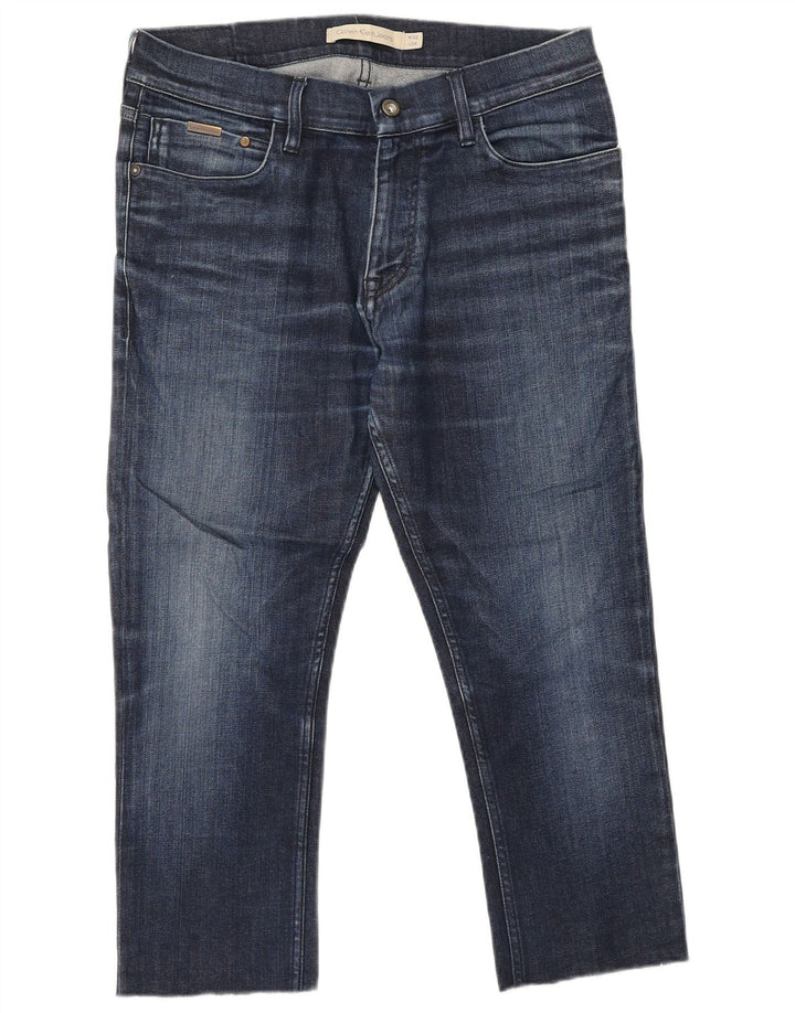 CALVIN KLEIN Mens Cropped Jeans W32 L23 Navy Blue Cotton