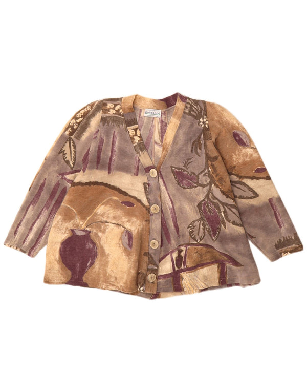 Top cardigan vintage pentru femei cu mâneci 3/4 UK 16 mare, multicolor, floral