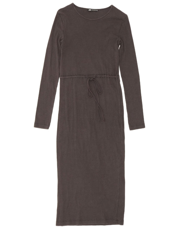 Rochie maxi cu mânecă lungă pentru femei Zara UK 4 XS gri