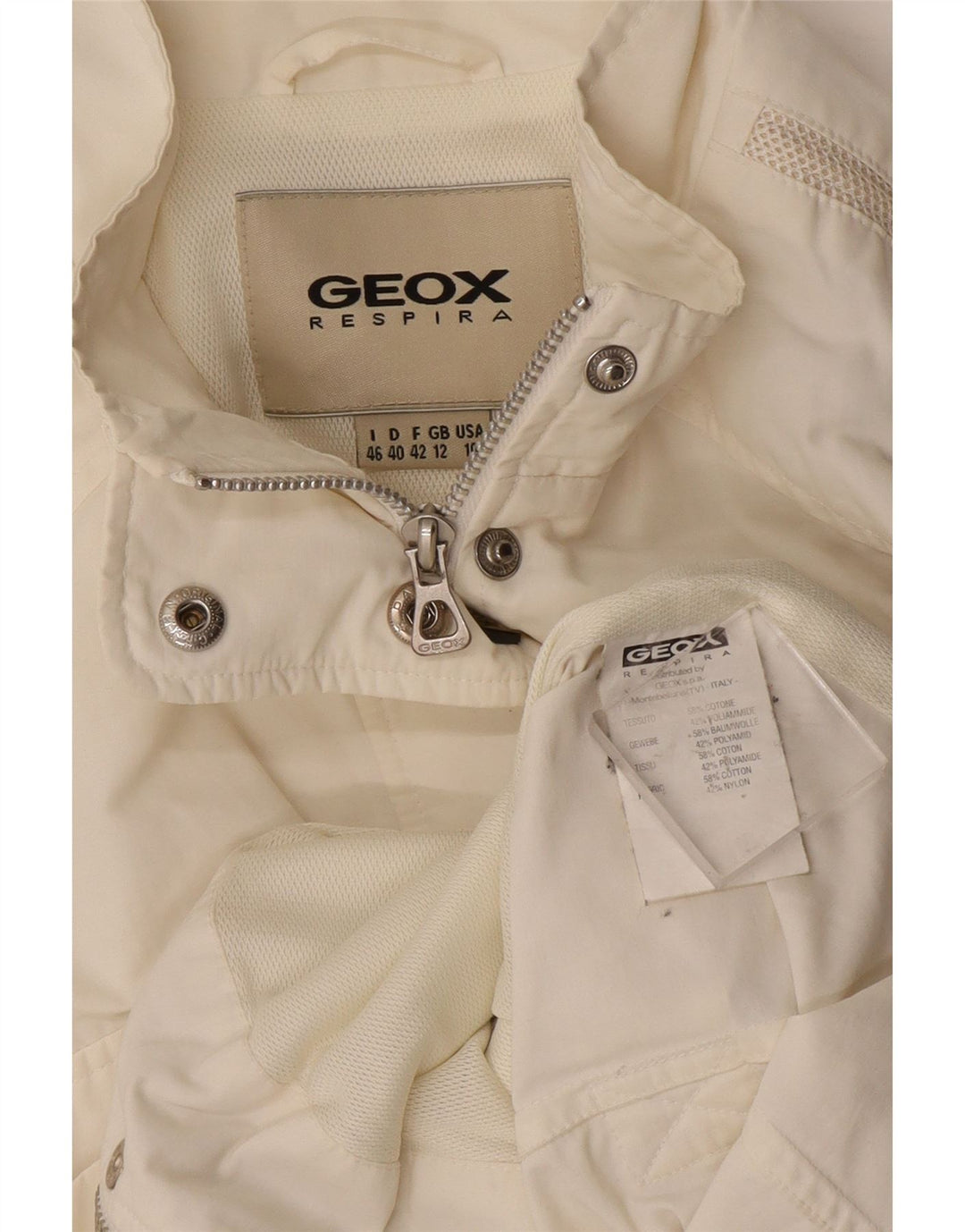 Jachetă Geox pentru femei Respira Utility UK 12 Medium Off White Bumbac