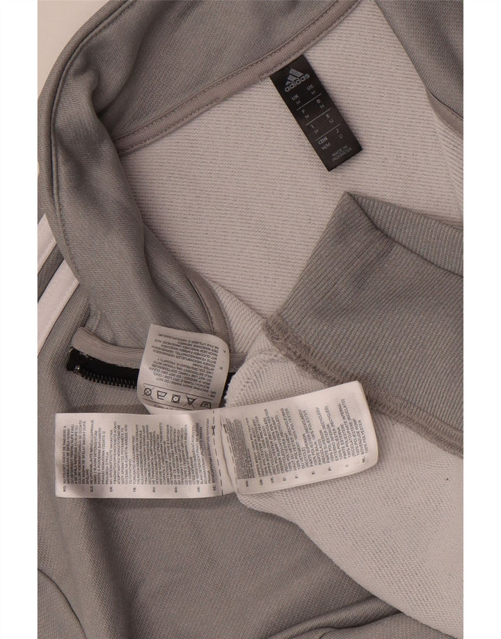 Pulover ADIDAS Aeroready pentru bărbați, cu fermoar, cu gât, poliester mediu gri