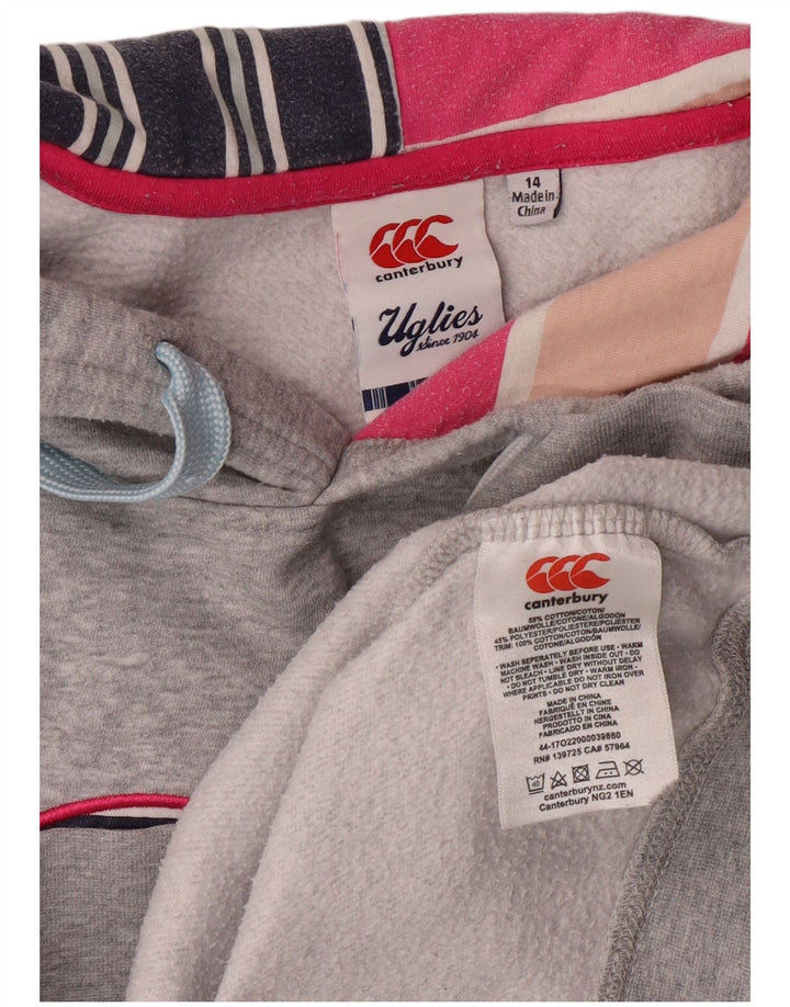 CANTERBURY Pulover cu glugă cu grafic pentru femei UK 14, mare, gri bumbac