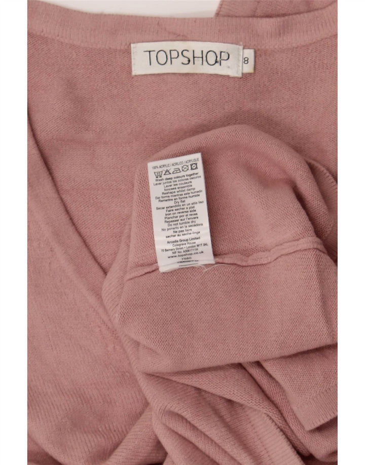 Topshop Top pentru femei cu mânecă lungă UK 8 mic roz acrilic