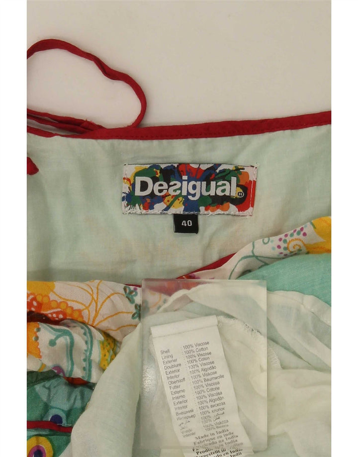 Rochie de soare cu grafică Desigual pentru femei EU 40 Viscoză Florală Albastru Mediu