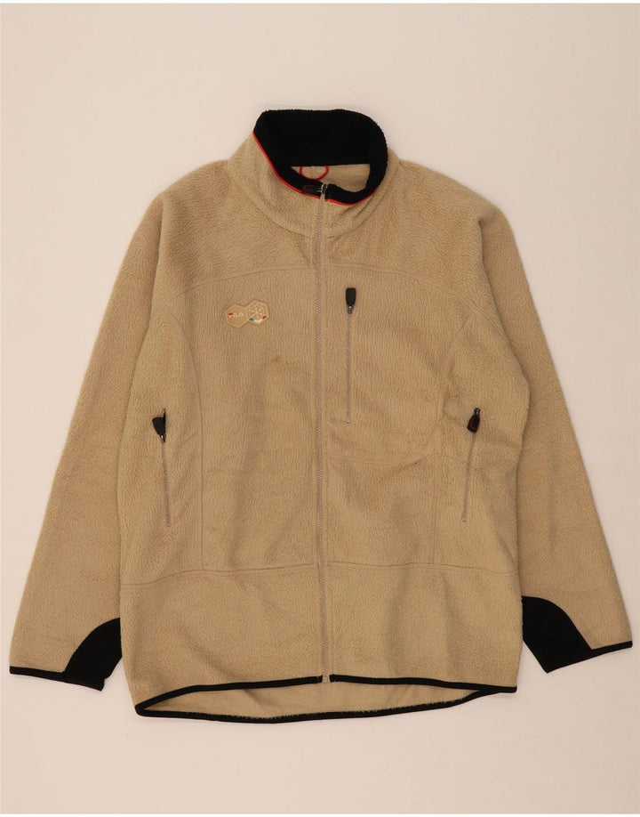FILA Mens Fleece Jacket UK 44 2XL Beige Colourblock Polyester Vintage Fila and Second-Hand Fila from Messina Hembry 