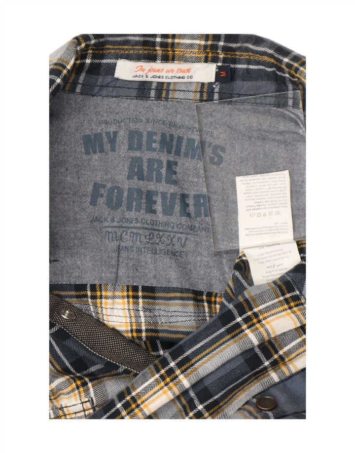 Cămașă de flanel pentru bărbați JACK & JONES, bumbac cu carouri albastru mediu