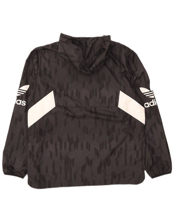 Jachetă anorak cu glugă grafică Adidas pentru bărbați UK 42 XL Negru Colorblock