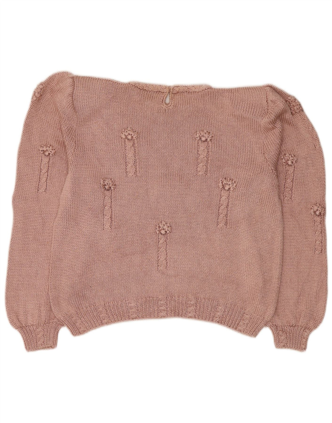 Pulover vintage pentru femei cu decolteu rotund, pulover UK 16 mare, roz