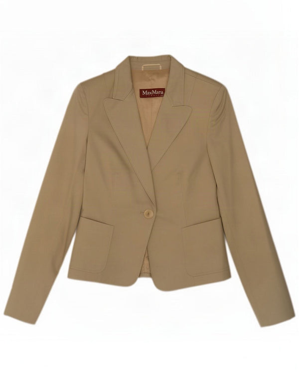 Max Mara Jachetă Blazer pentru femei cu 1 nasture UK 12 Medium Beige Bumbac