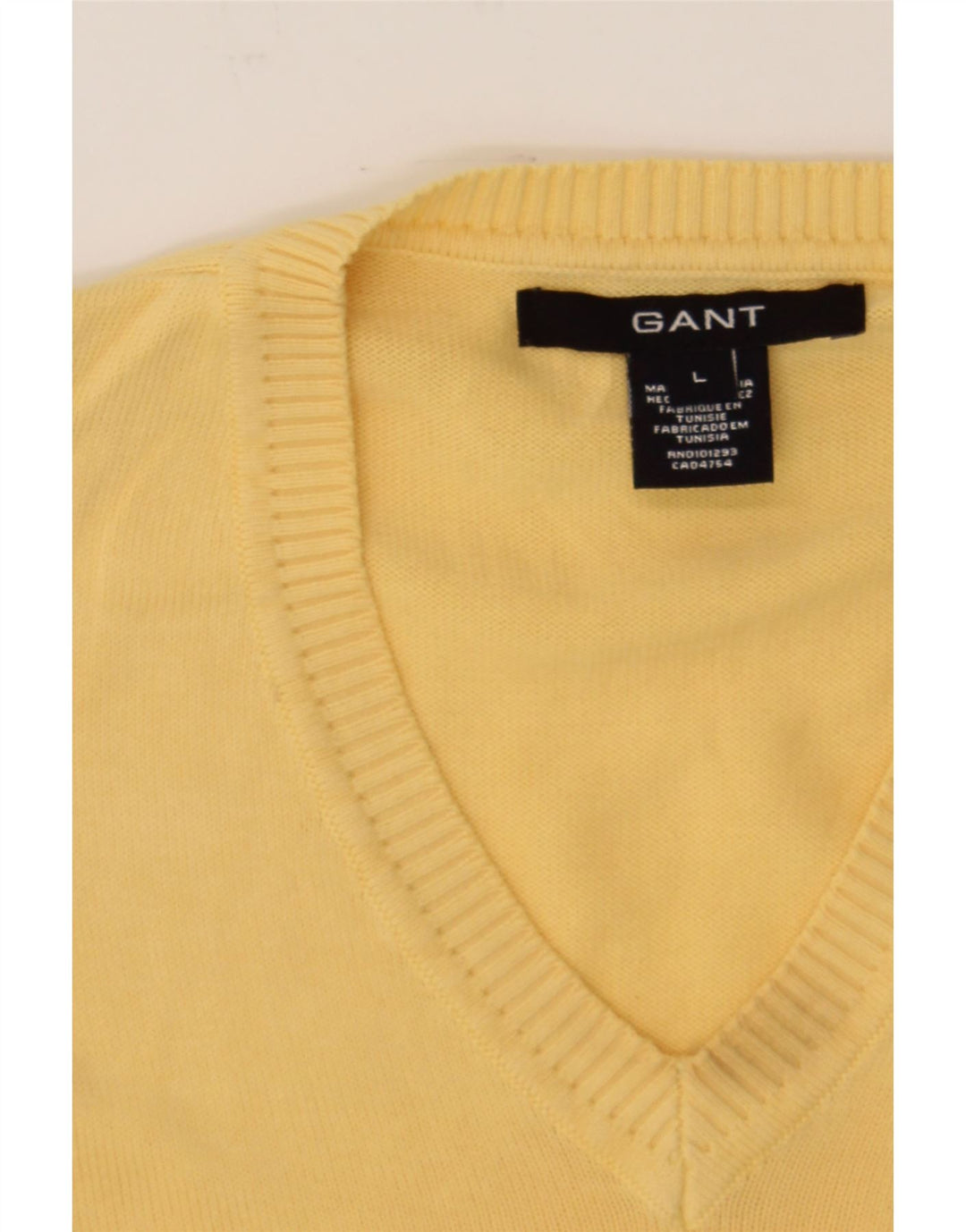 GANT Mens V-Neck Jumper Sweater Large Yellow Cotton Vintage Gant and Second-Hand Gant from Messina Hembry 