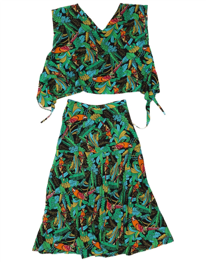 Set fuste 2 piese vintage pentru femei, mediu W26, verde, floral, hawaian