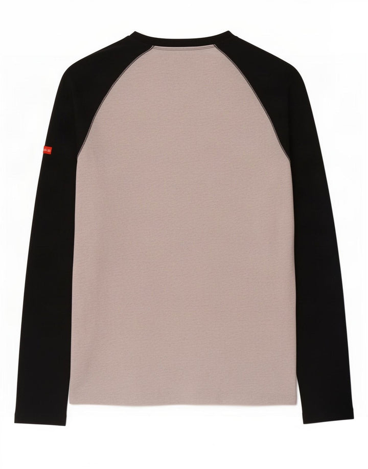Top pentru bărbați Superdry cu mânecă lungă, gri mediu, bumbac color bloc