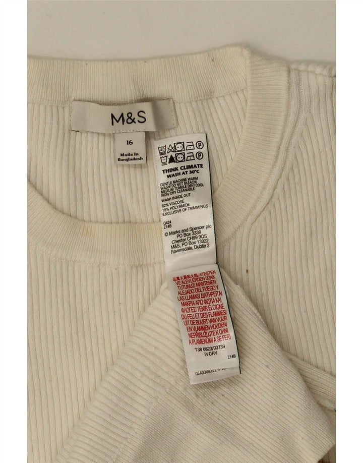 Marks & Spencer Top pentru femei cu mânecă lungă UK 16, mare, albă, viscoză