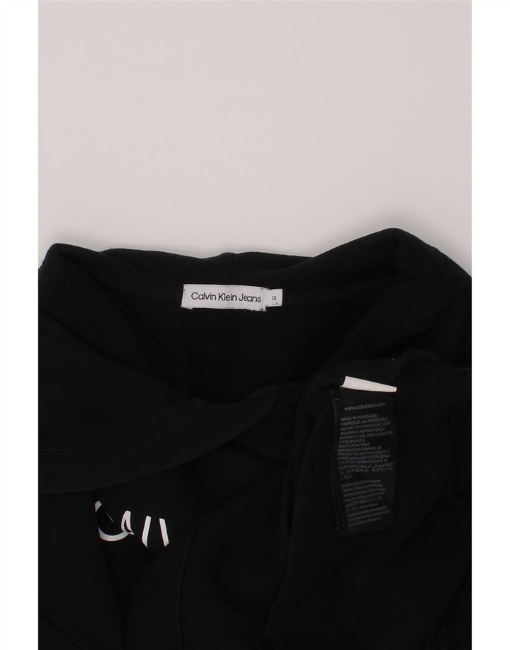 CALVIN KLEIN JEANS Pulover pentru fete Crop Graphic Hoodie 11-12 ani negru