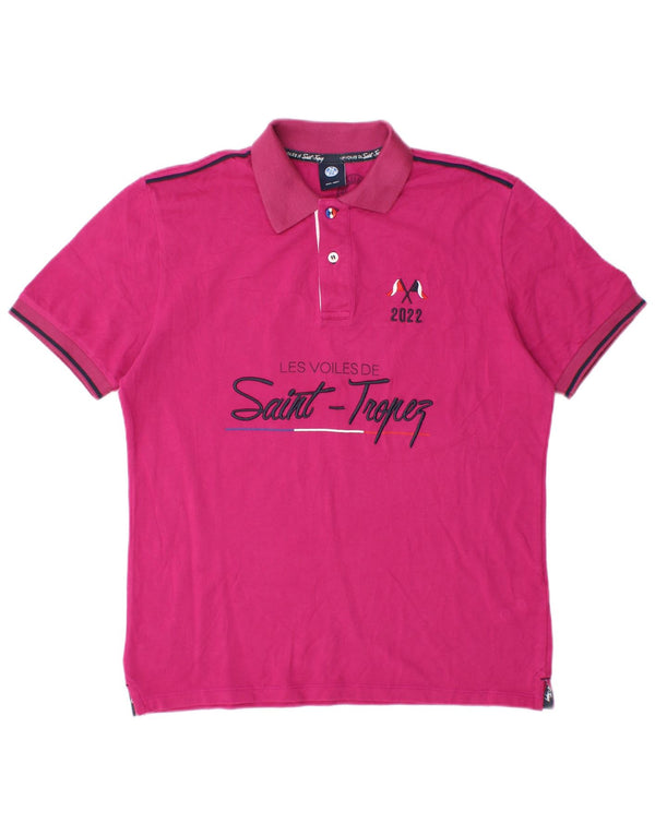 Tricou polo cu grafică North Sails pentru bărbați, bumbac roz mic