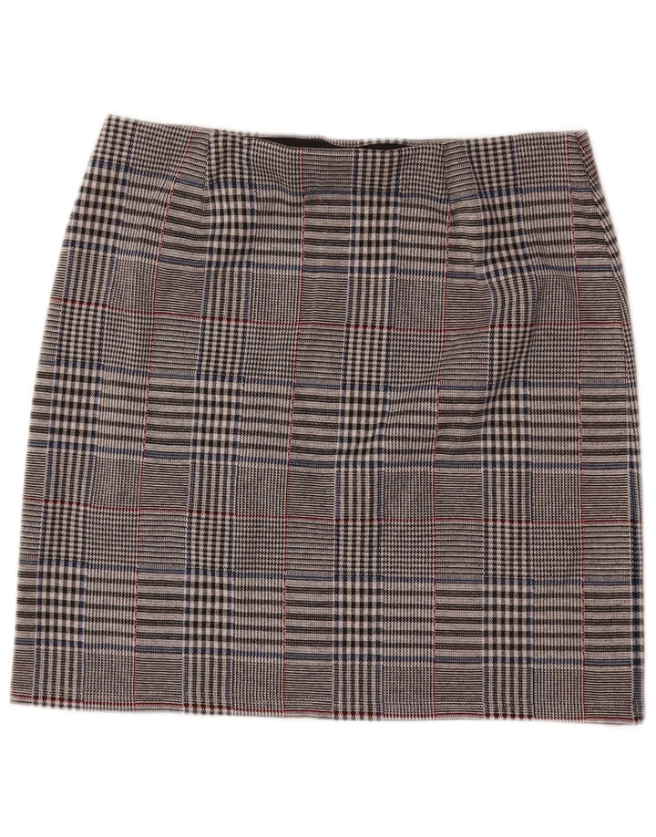 Fusta dreaptă pentru femei Marks & Spencer UK 14 mare W32 poliester cu carouri gri