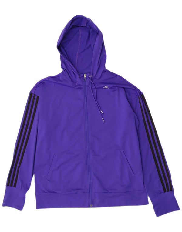 Pulover Adidas Climacool cu fermoar pentru femei Marea Britanie 20/22 XL Mov cu dungi