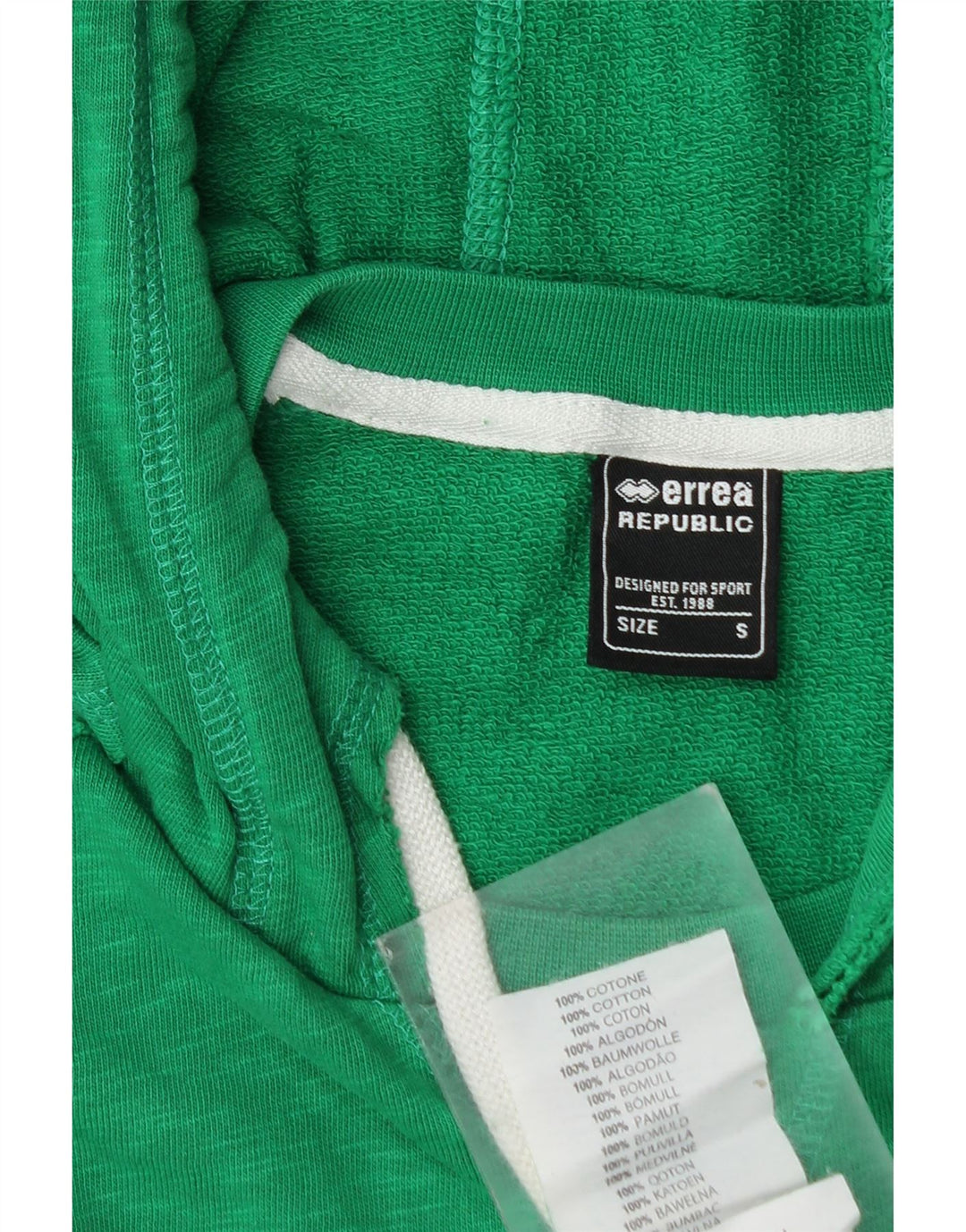 Pulover Errea pentru bărbați cu glugă cu grafică, bumbac verde mic