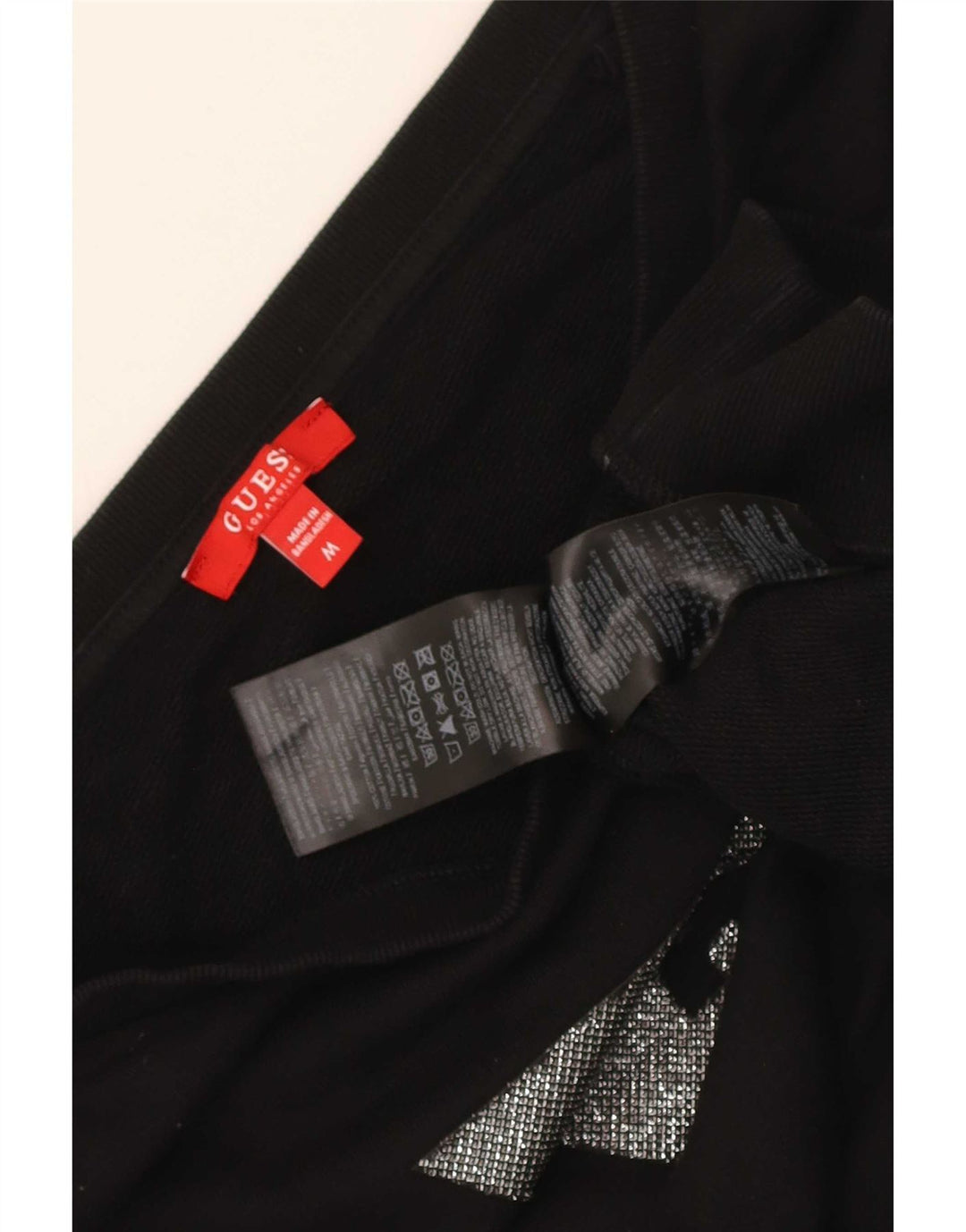 Pulover pentru damă Guess Crop Graphic Pulover UK 14 Bumbac mediu negru
