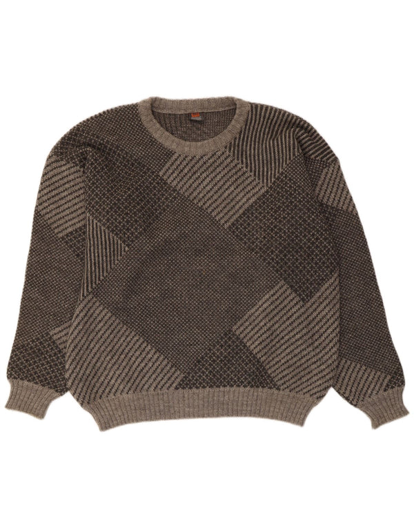 Pulover VINTAGE pentru bărbați cu gât roșu IT 56 2XL Gri Geometric