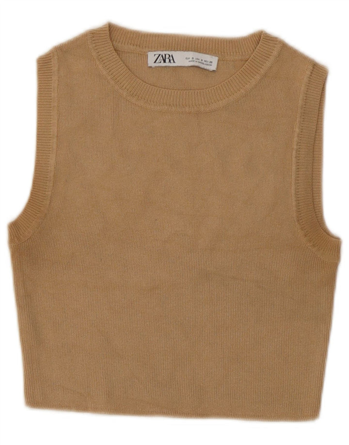 Top Vest Crop pentru Damă Zara UK 10 Mic Bej