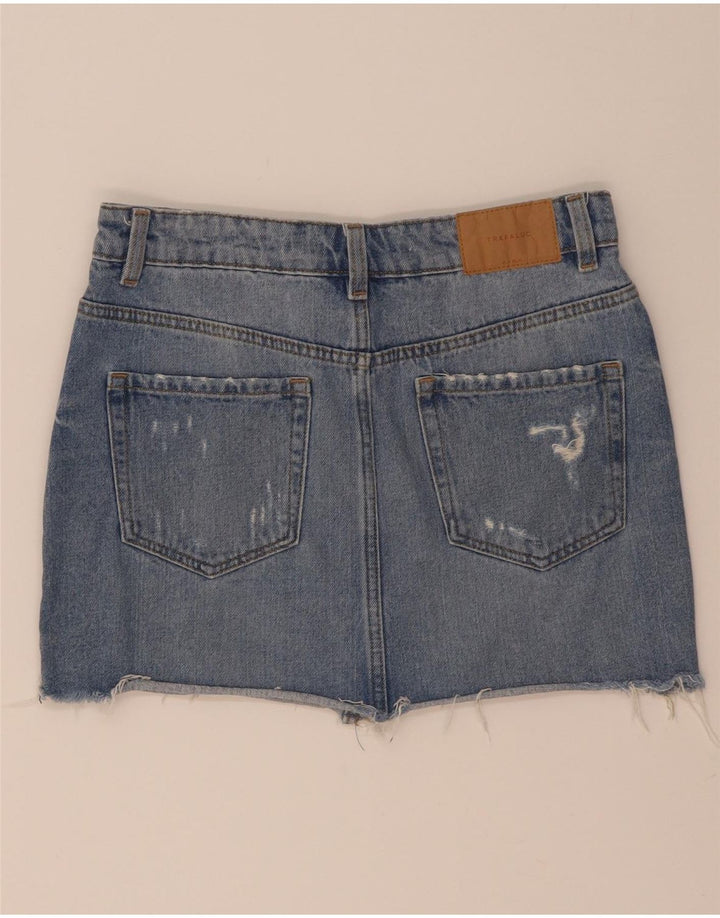 Fusta Mini Denim Distressed Femei Zara Mica W26 Albastru