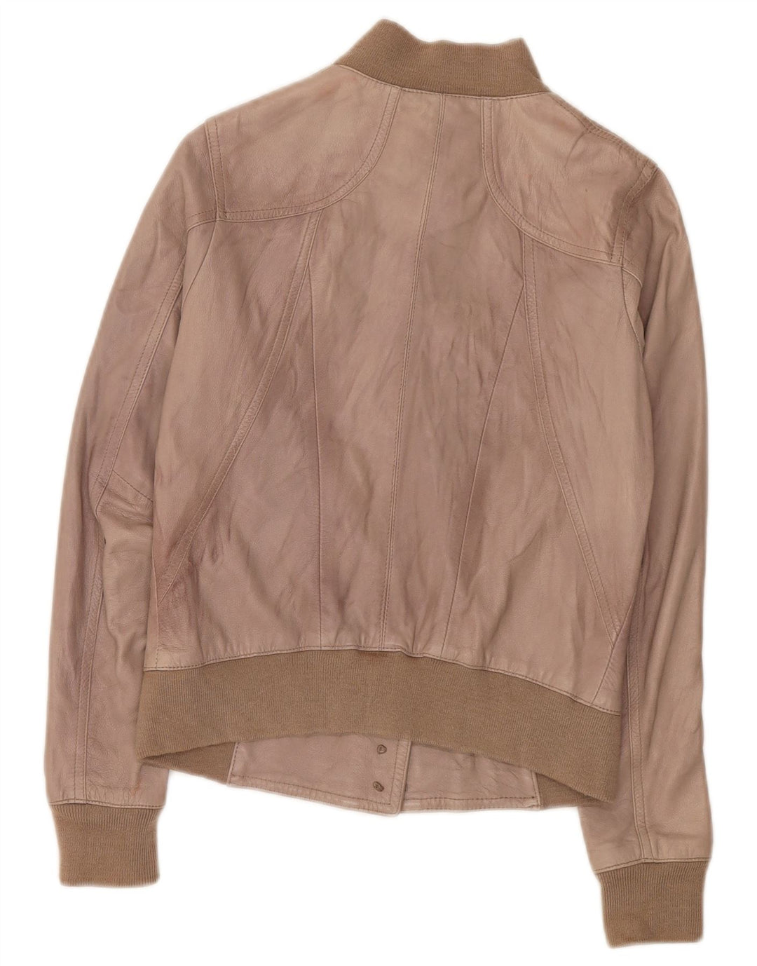 Jachetă de piele Zen Crop pentru femei UK 8 Mic din piele maro