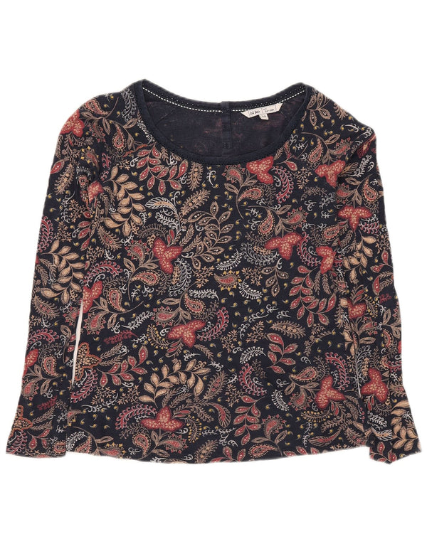 Bluză cu mânecă lungă pentru femei Fat Face Top UK 10 mic din bumbac Paisley bleumarin