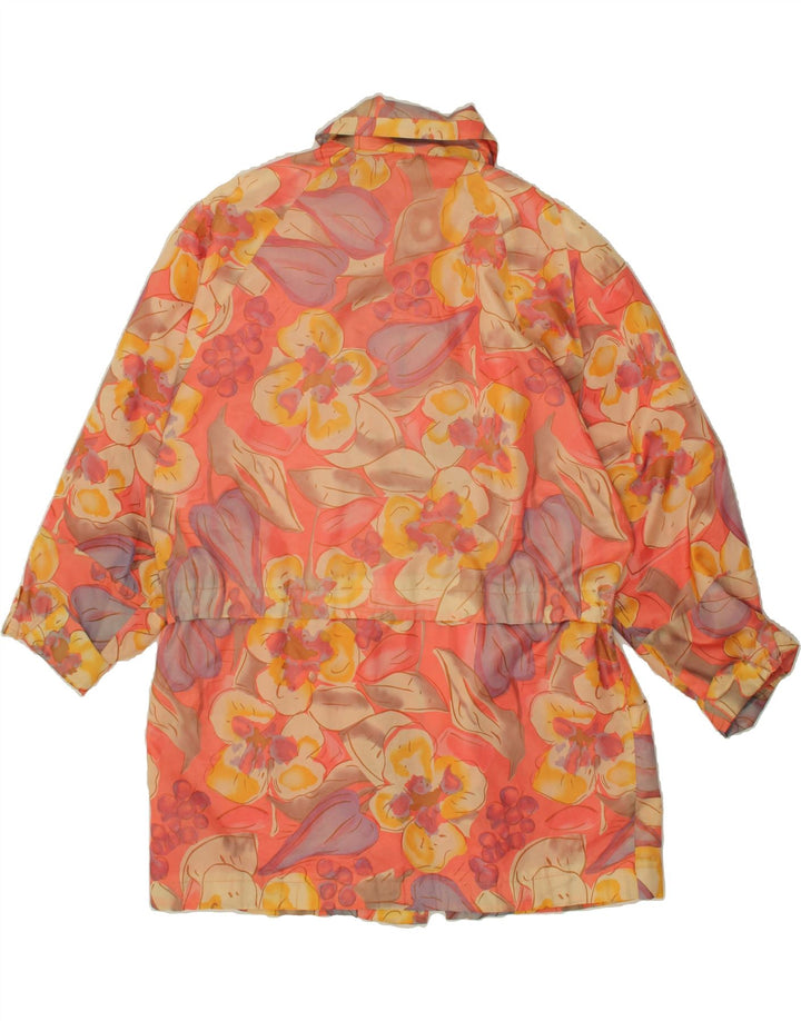 VINTAGE Womens Overcoat UK 18 XL Orange Floral Vintage Vintage and Second-Hand Vintage from Messina Hembry 