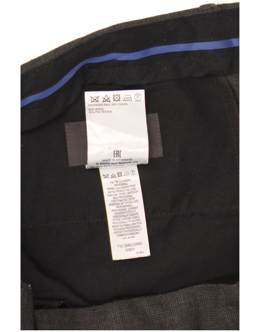 Marks & Spencer Pantaloni de costum croiți pentru bărbați L36 L33 Lână cu carouri gri