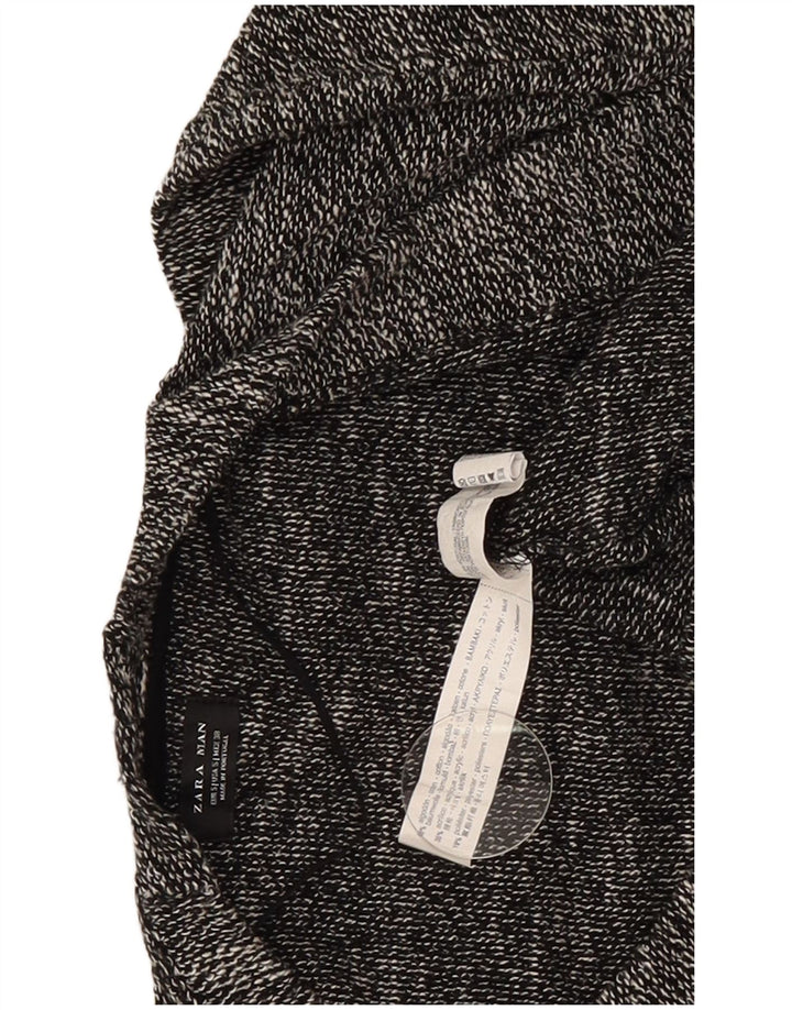 Pulover cardigan deschis pentru bărbați Zara mic, gri, bumbac cu pete