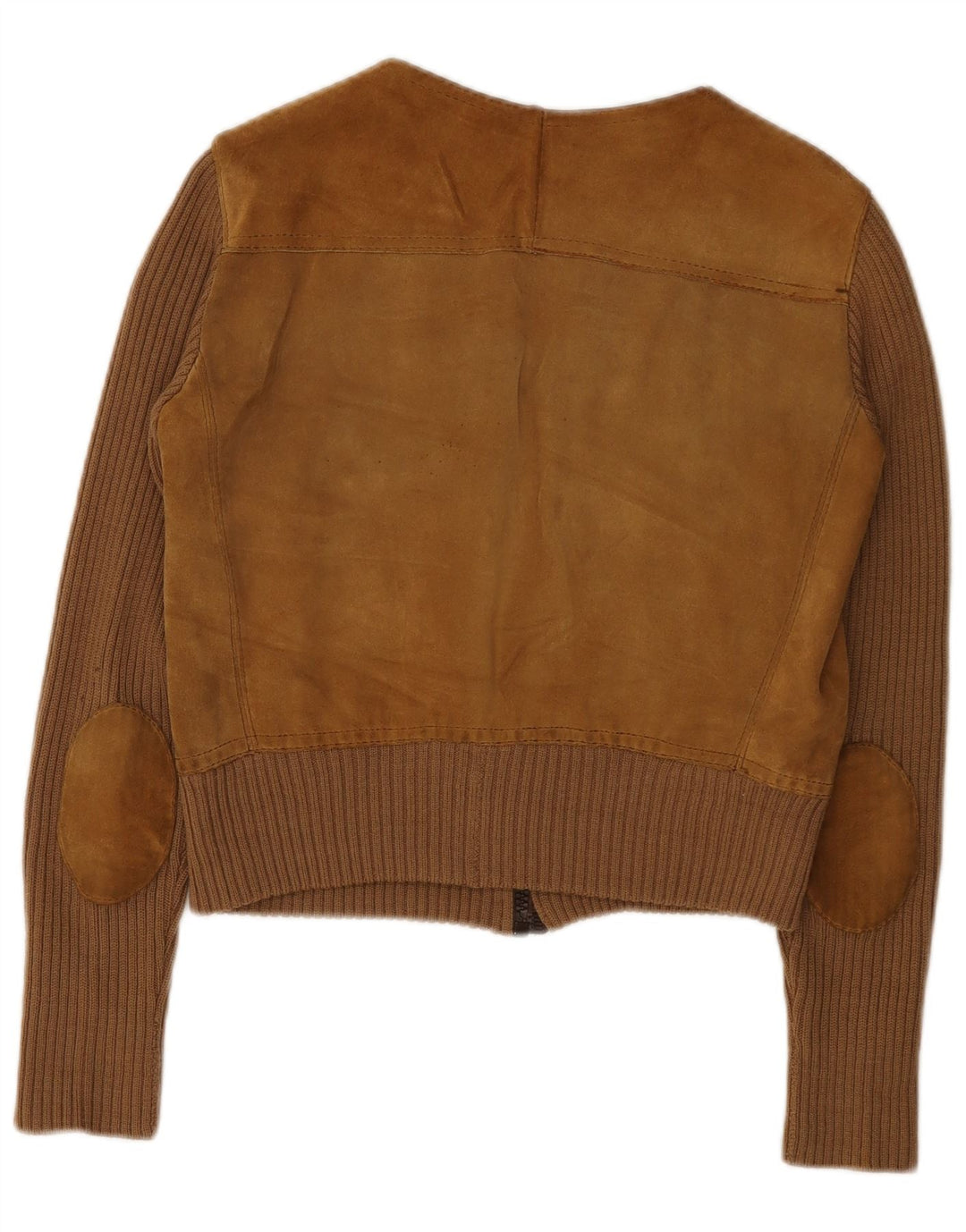 Jachetă vintage pentru femei crop din piele intoarsa UK 14 maro mediu