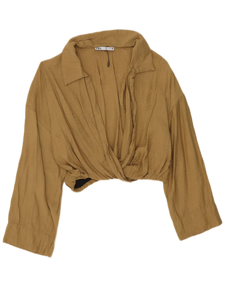 Bluză Crop Top Femei Zara UK 16 Mare Kaki Viscoză