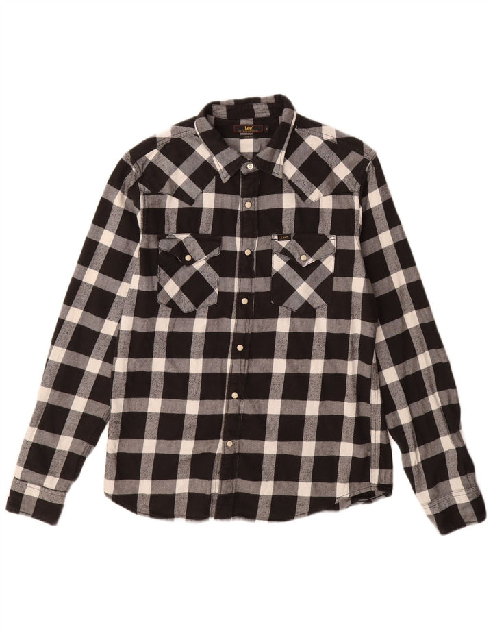 Cămașă de flanel LEE Slim Fit pentru bărbați, bumbac caros negru mediu