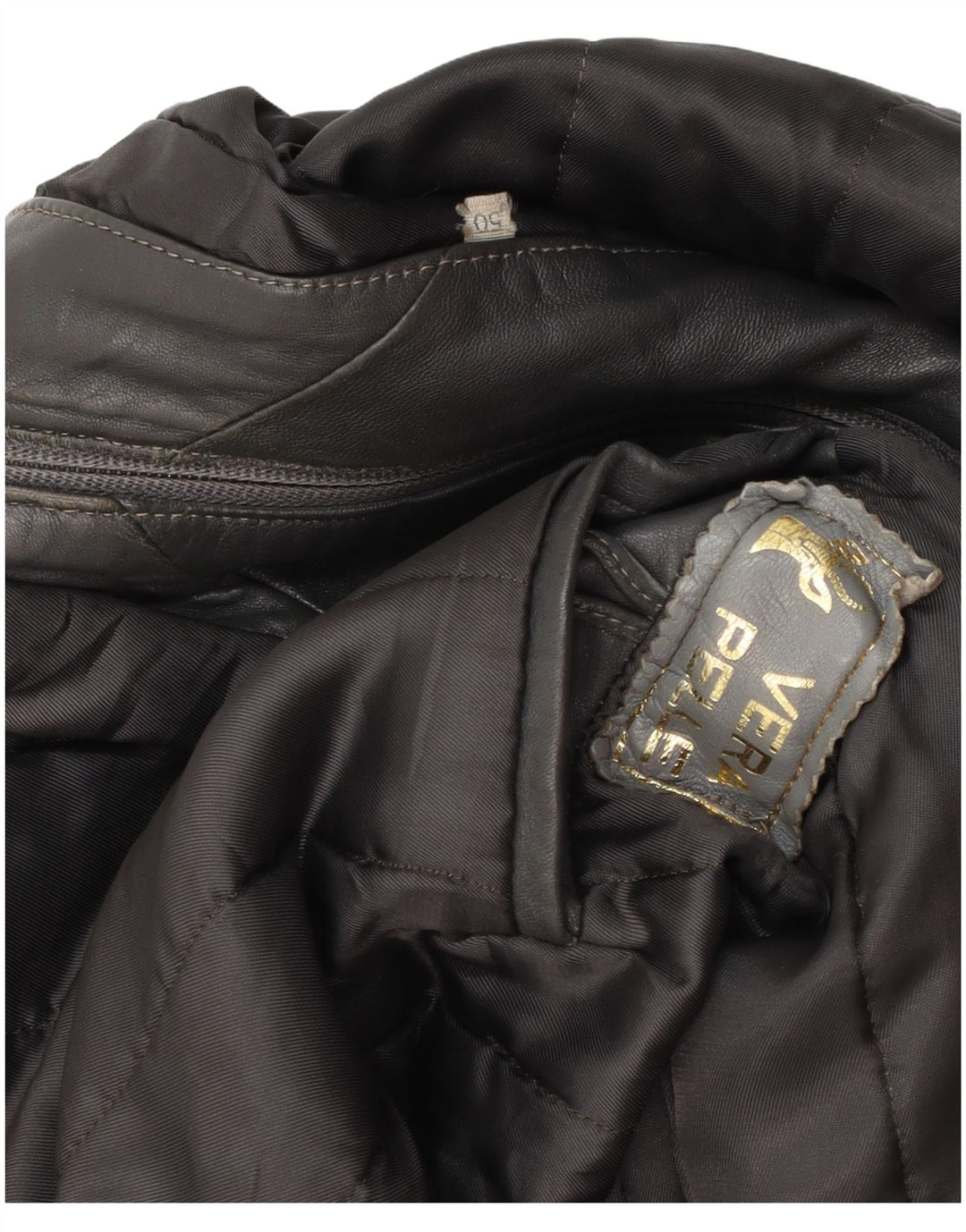 Jachetă de piele vintage pentru bărbați IT 50, mare, neagră