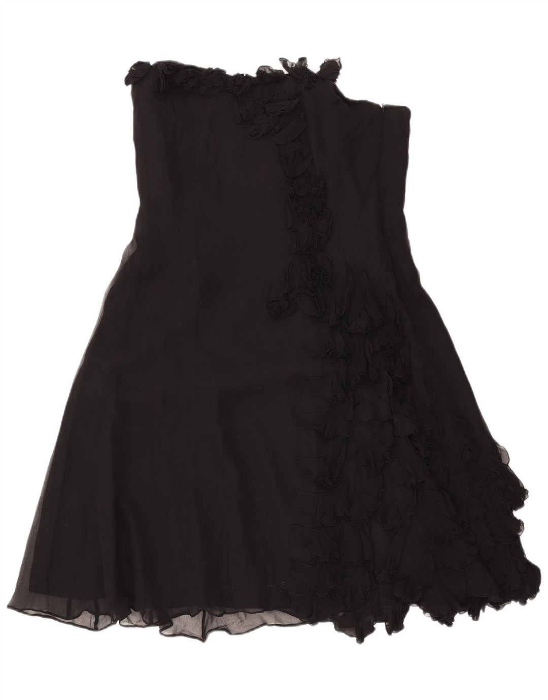 Rochie fără bretele pentru femei Coast, cu volane în față, UK 18 XL, mătase neagră