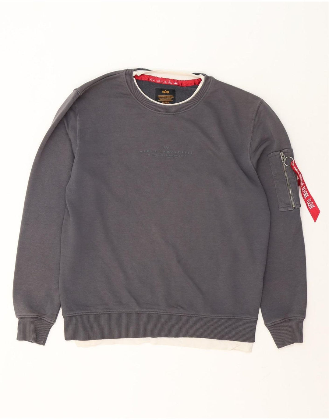 Hanorac grafic pentru bărbați Alpha Industries Pulover mic, gri, bumbac