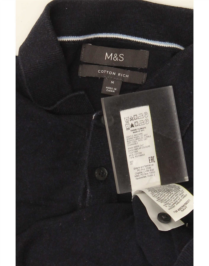 Tricou polo pentru bărbați Marks & Spencer, bumbac, albastru bleumarin mediu