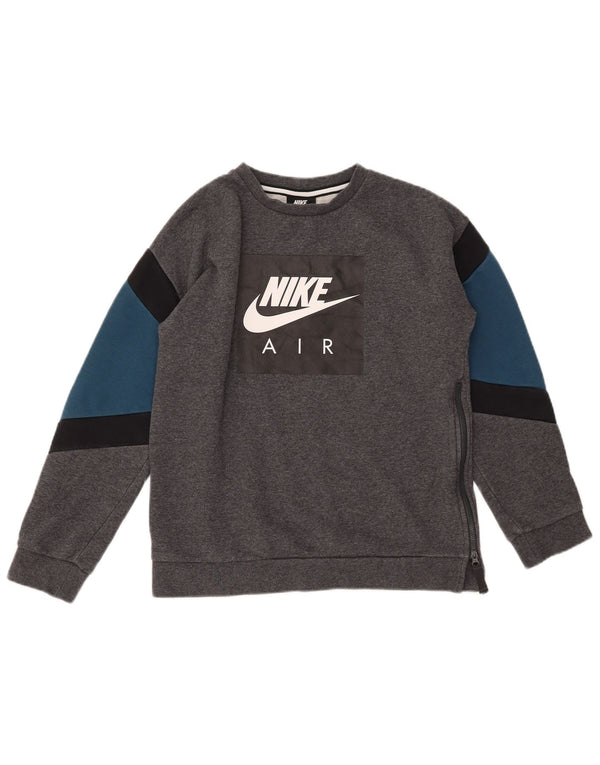 Pulover NIKE pentru băieți, cu grafică, 13-14 ani, XL, bumbac color bloc, gri