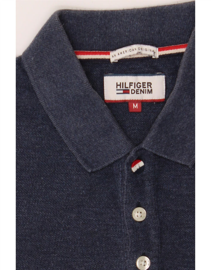 HILFIGER DENIM Mens Graphic Polo Shirt Medium Navy Blue Cotton Vintage Hilfiger Denim and Second-Hand Hilfiger Denim from Messina Hembry 