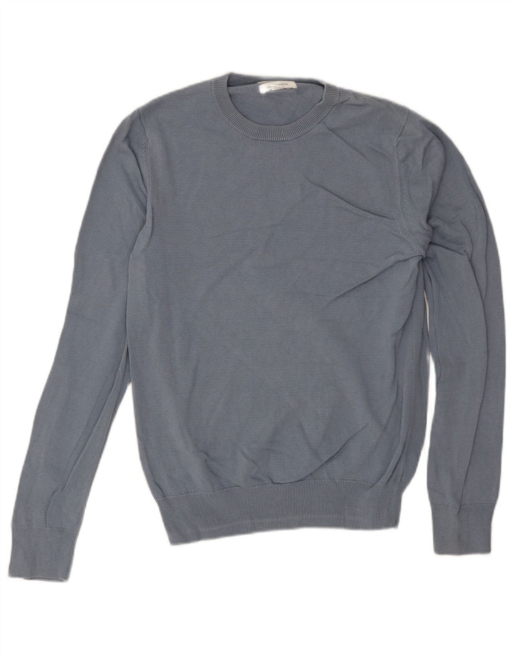 Pulover pentru bărbați Marks & Spencer cu gât crew pulover mic, albastru, bumbac